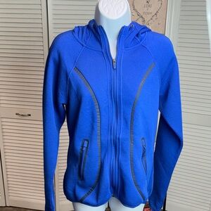 Athleta Royal Blue Zip up Hoodie Jacket with Black Accents